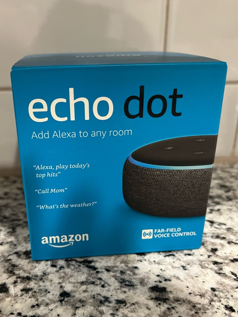 Amazon Echo Dot Retail Box - Bright Cyan Packaging
